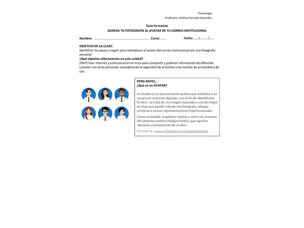 Agrega tu fotografía al avatar de tu correo institucional + Pauta formativa