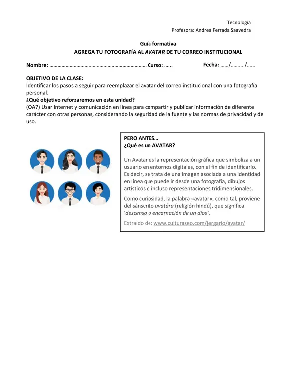 Agrega tu fotografía al avatar de tu correo institucional + Pauta formativa