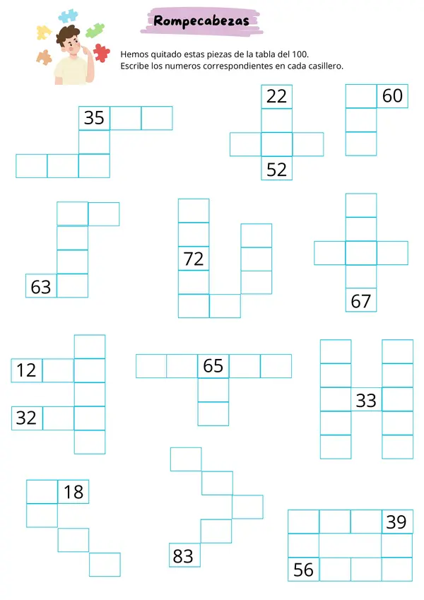 Ficha lista para usar: Tabla del 100 - Rompecabezas