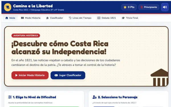 Juego interactivo: Causas internas y externas que provocaron la Independencia de Costa Rica
