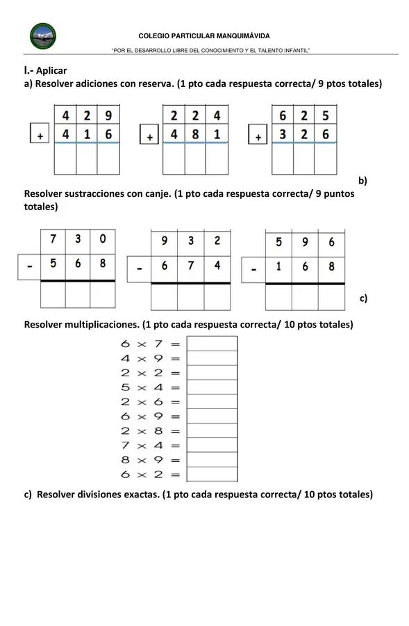 Evaluación de Matemáticas