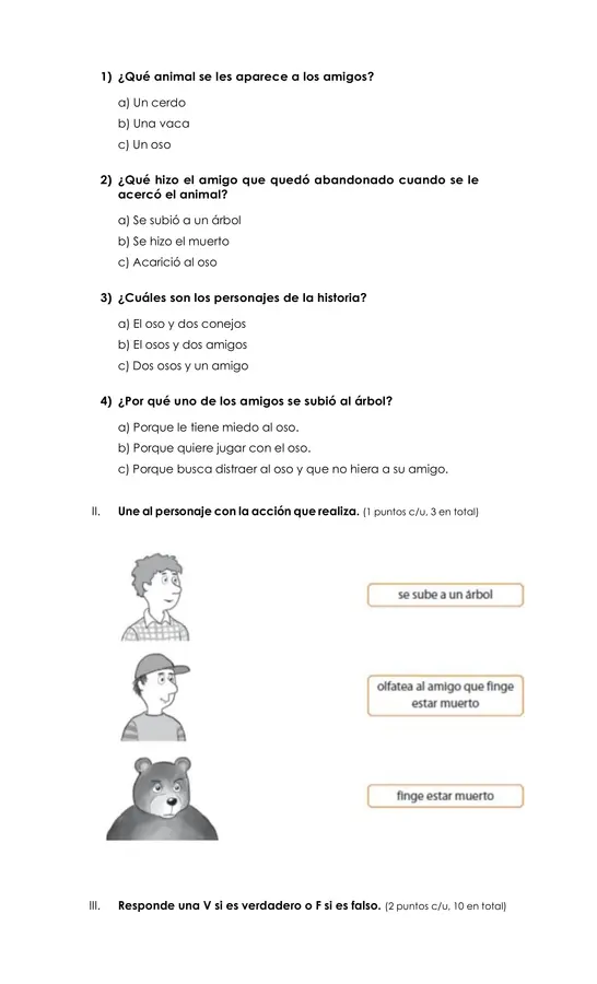 evaluación lenguaje "cuento y fábula"