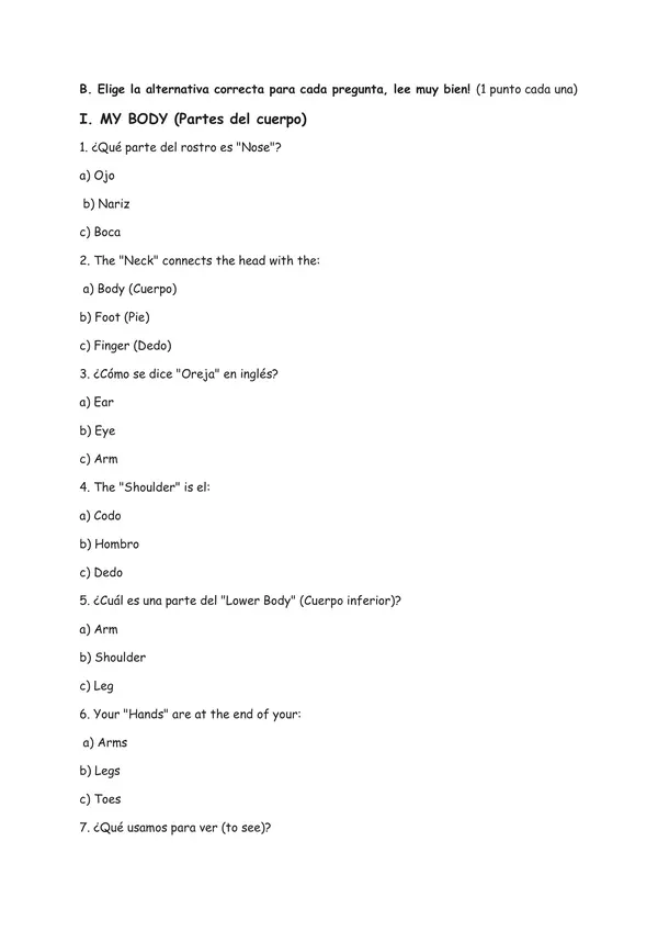 Prueba Unidad 1: How do you feel? 4to básico