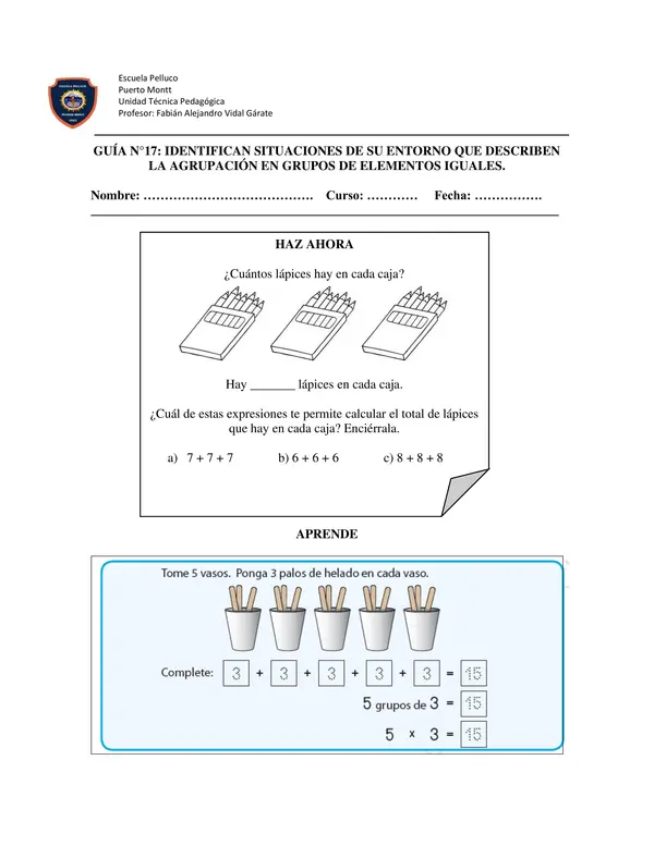 Multiplicación como suma iterada Guía de ejercicios