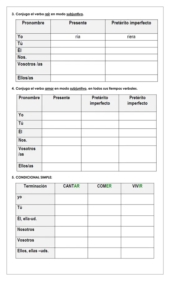 Guía de trabajo -  Modos verbales - 8° 