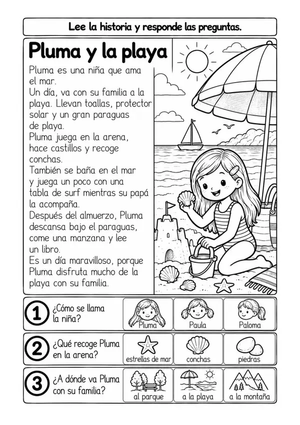 Ficha 39 de comprensión lectora para primeros lectores | Actividad con texto y preguntas
