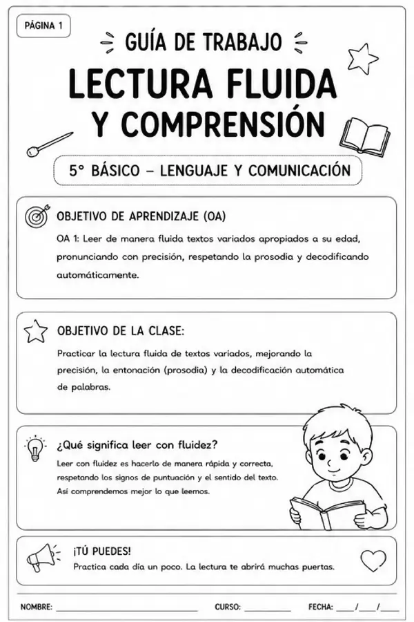 Guías para el 5to Año Básico con sus respectivos OAs