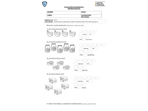 Evaluación Matemática 3ero