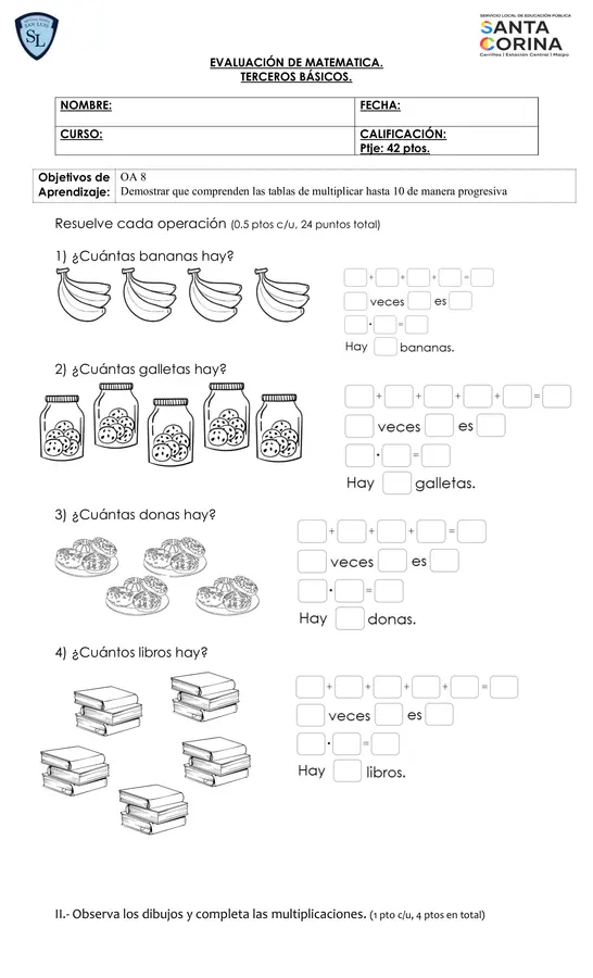 Evaluación Matemática 3ero