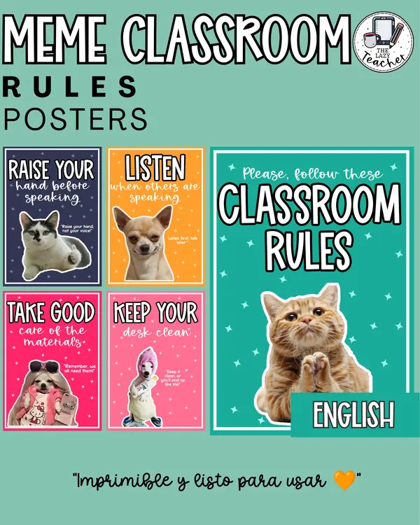POSTERS MEMES - CLASSROOM DECOR - ENGLISH