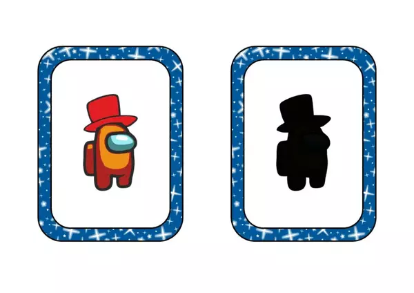 Juego de memoria con los personajes el Among Us y sus sombras.