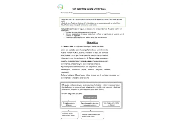 Guía de Estudio - Género Lírico (6° Básico)