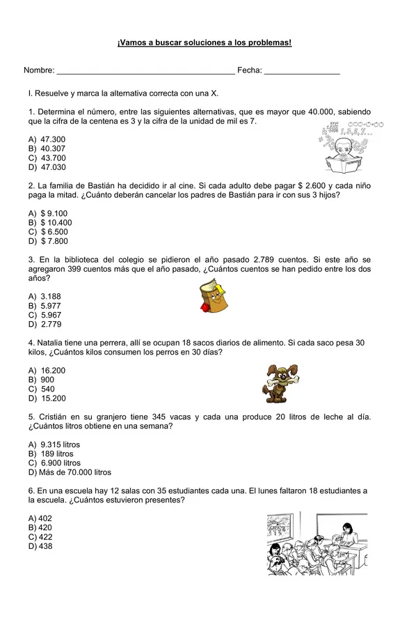 Guía resolución de problemas 4°-5° año básico.
