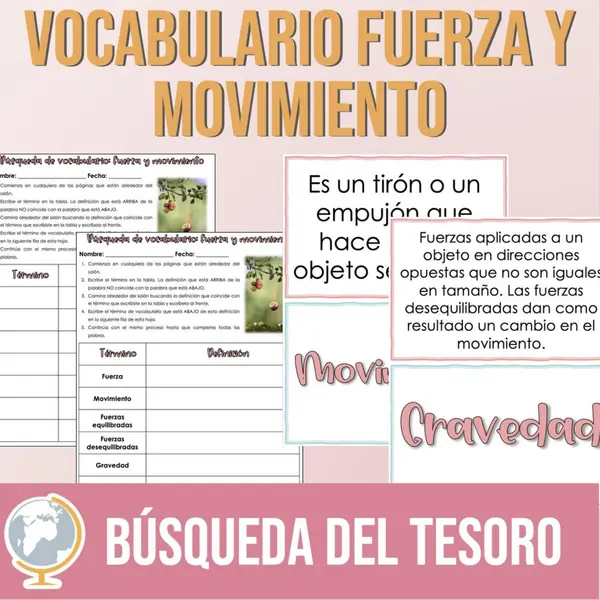Vocabulario Fuerza y Movimiento Búsqueda del Tesoro