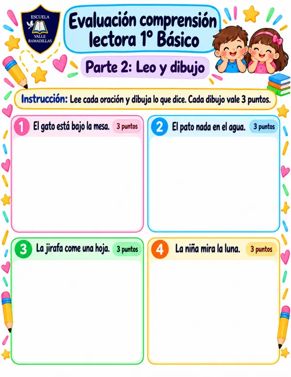 Evaluación comprensión lectora 1° Básico