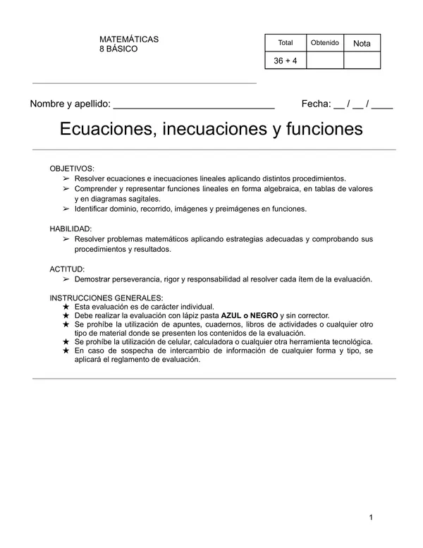 Ecuaciones, inecuaciones y funciones