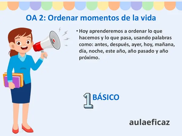 OA 2: Ordenar momentos de la vida, 1° básico