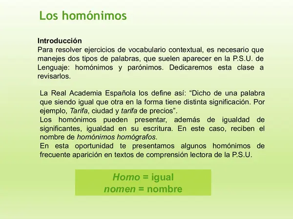 PPT PREPARACION PAES, LENGUAJE , vocabulario contextual 2, CLASE 6