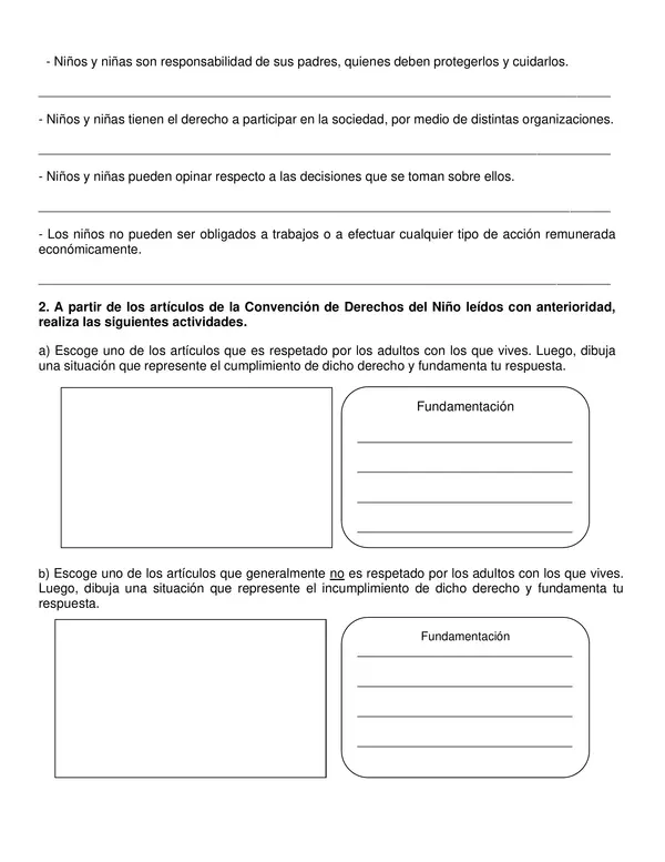 Guía de historia "Deberes y derechos" 5° año básico.