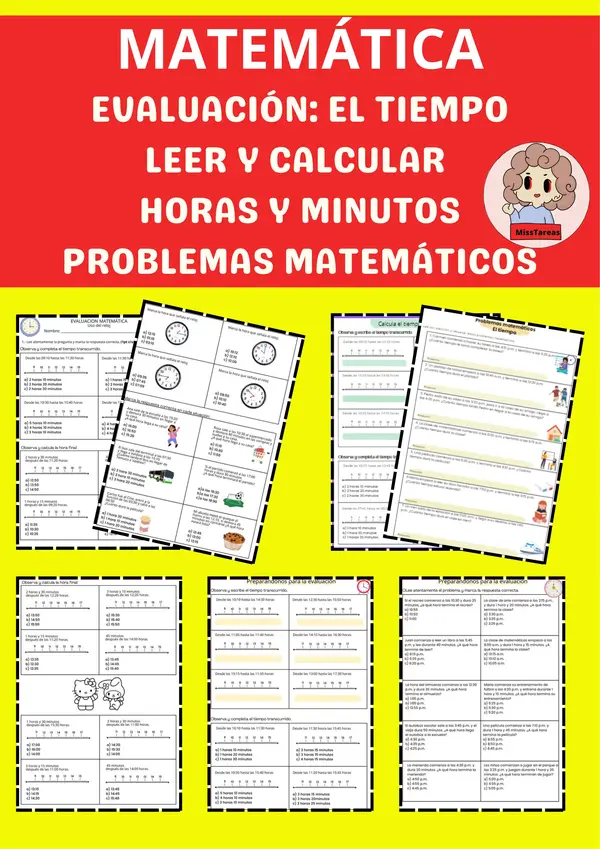 Calcular Horas y minutos. Matemática