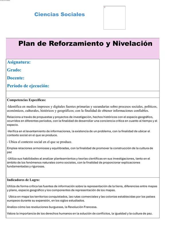 Plan de Nivelación y reforzamiento