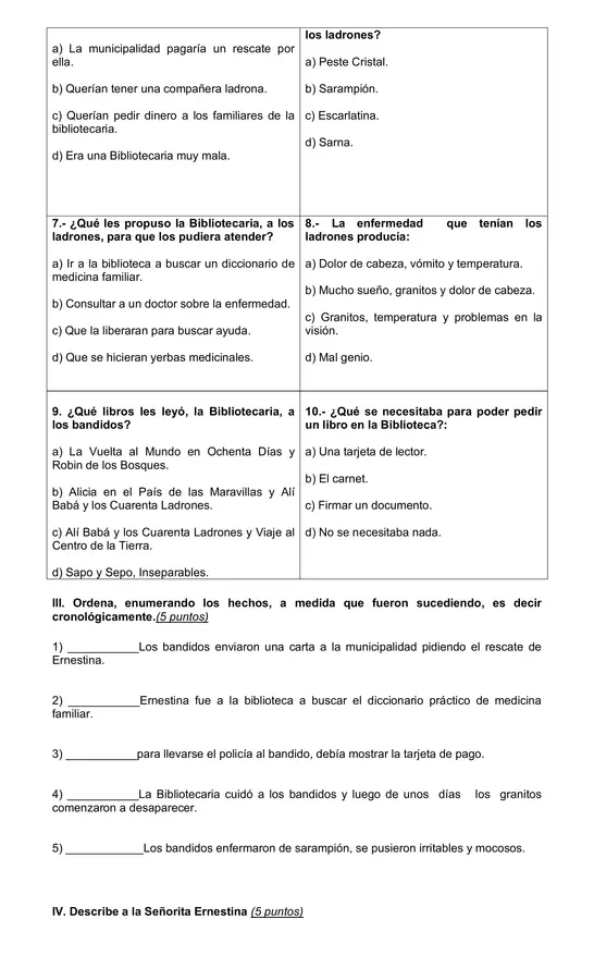 Prueba "El secuestro de la bibliotecaria"