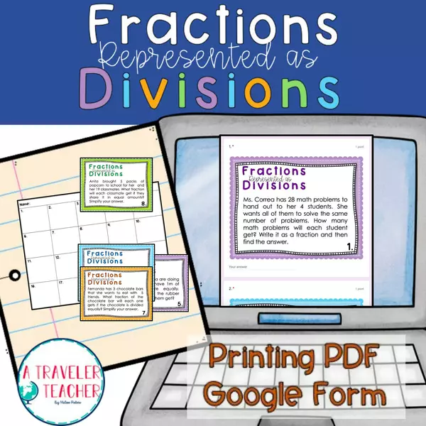 Fractions as division task cards