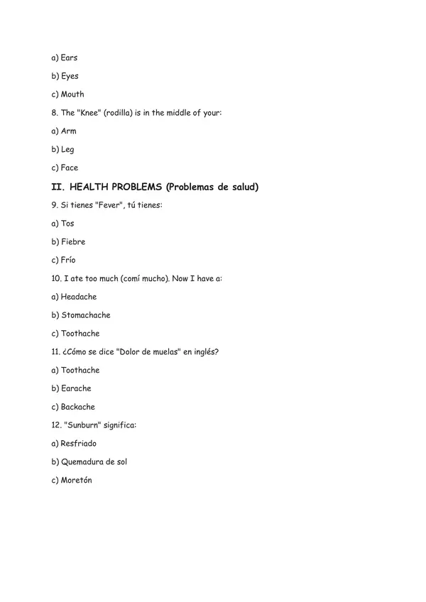 Prueba Unidad 1: How do you feel? 4to básico