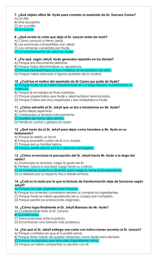 Prueba Lectura - El extraño caso del Dr. Jekyll y Mr. Hyde