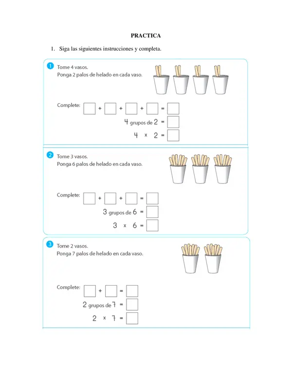 Multiplicación como suma iterada Guía de ejercicios
