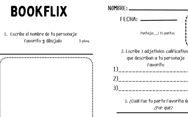 Control de Lectura Modo Bookflix Evaluación