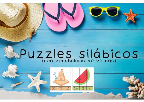 Puzzles silábicos con vocabulario de verano.