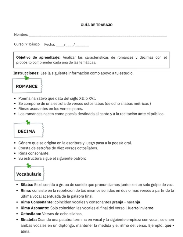 Guía de Repaso: Décima y Romance – Poesía Popular