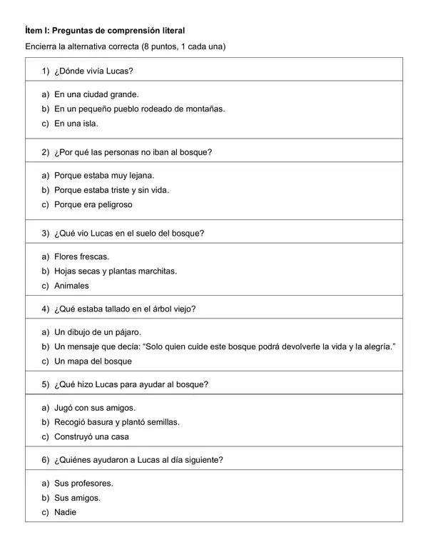 Guía evaluada comprensión lectora
