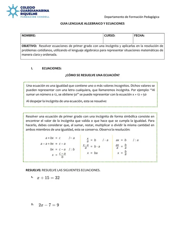 Guía Ecuaciones