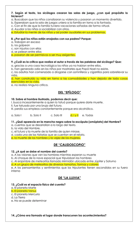 Prueba Lectura - El hombre ilustrado (Ray Bradbury)