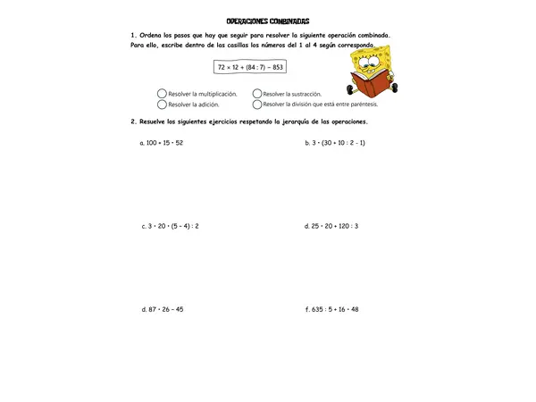 Guía "Ejercicios combinados" 5° Básico