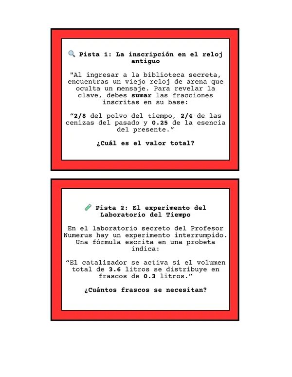 Pistas - Busqueda del tesoso profesor Numerus