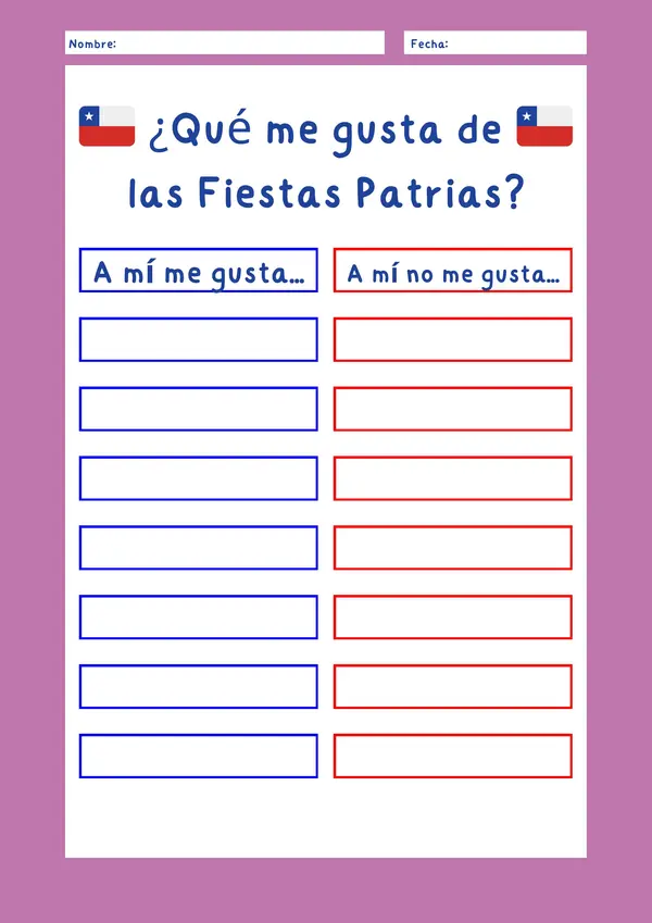 Fiestas Patrias - Actividades que me gustan y no me gustan