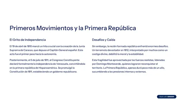 La independencia de Venezuela