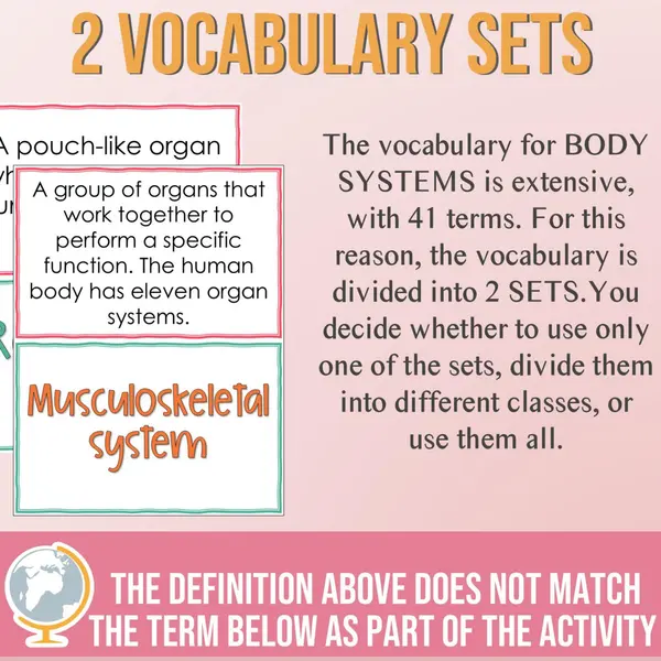 Body Systems Vocabulary Treasure Hunt