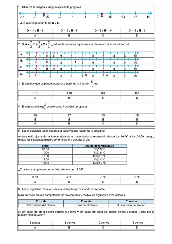 Ensayo SIMCE de matemática 8vo Chile