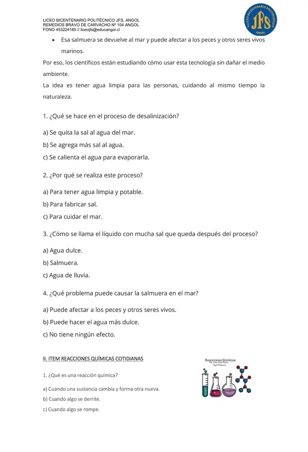 Evaluación Quimica