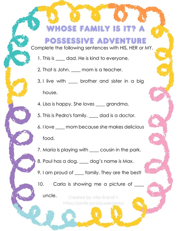 Use of possessive adjectives