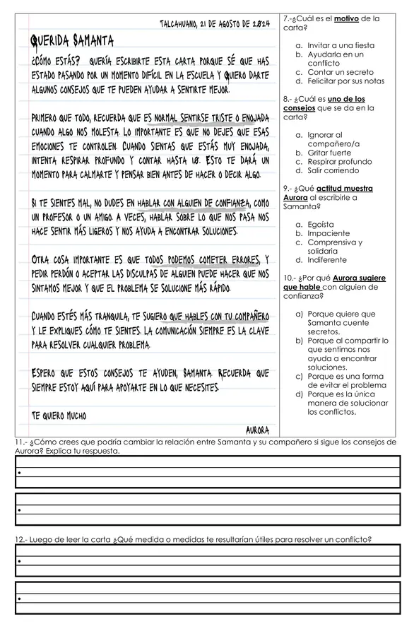 evaluación lenguaje artículo informativo , carta y acentuación