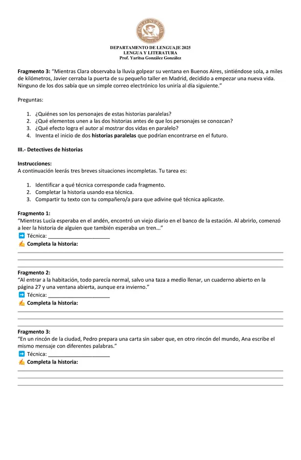 TÉCNICAS NARRATIVAS (CAJA CHINA, INDICIOS E HISTORIAS PARALELAS)