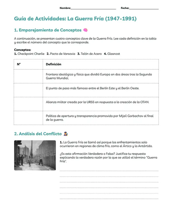 Guía de actividades guerra fría 