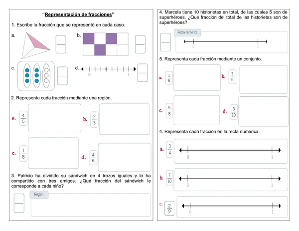 Guía "Representación de fracciones" 4°año básico.