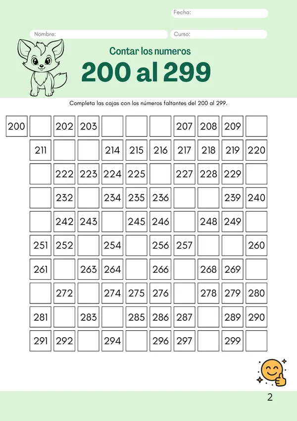 Set de escritura "los números del 0 al  999