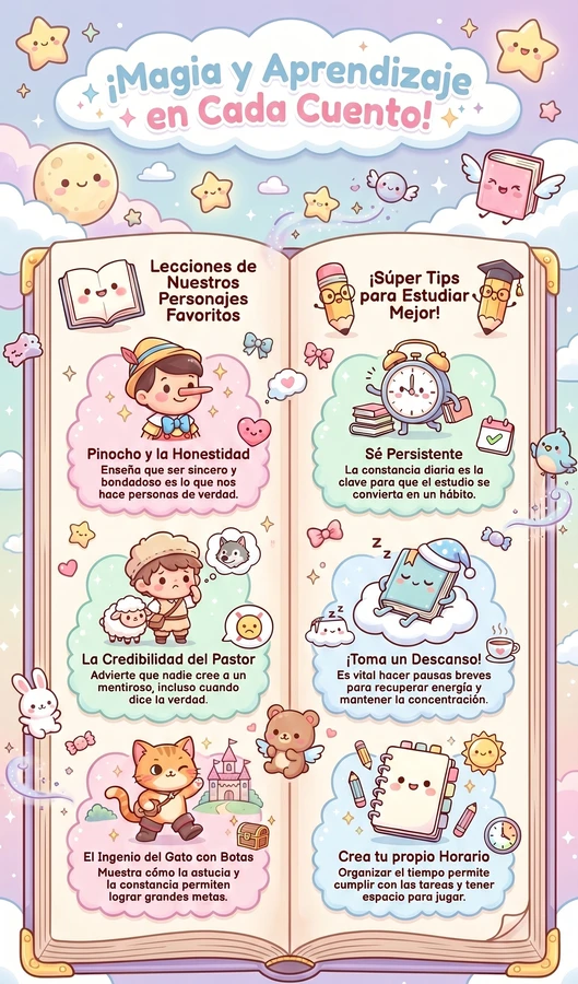 Magia y Aprendizaje en Cada Cuento – Lámina educativa